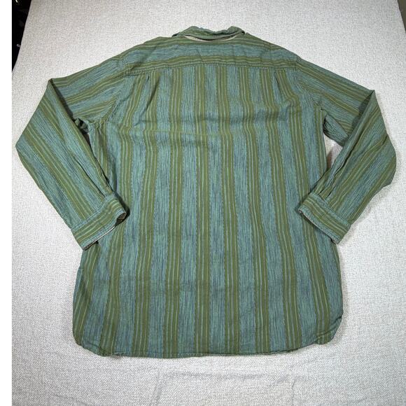 Territory Ahead Men XL Green Striped Long Sleeve Button Front Collared Shirt - Picture 2 of 6